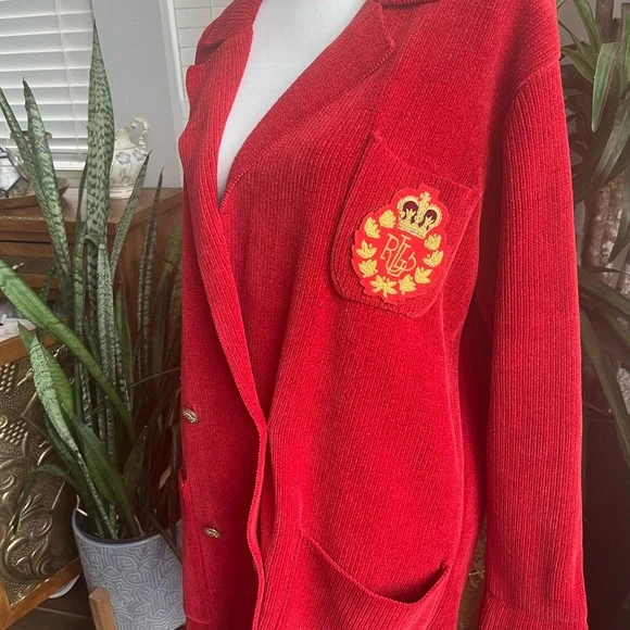 Ralph Lauren Red Blazer with Gold Accents and ensignia size small - Picture 7 of 11